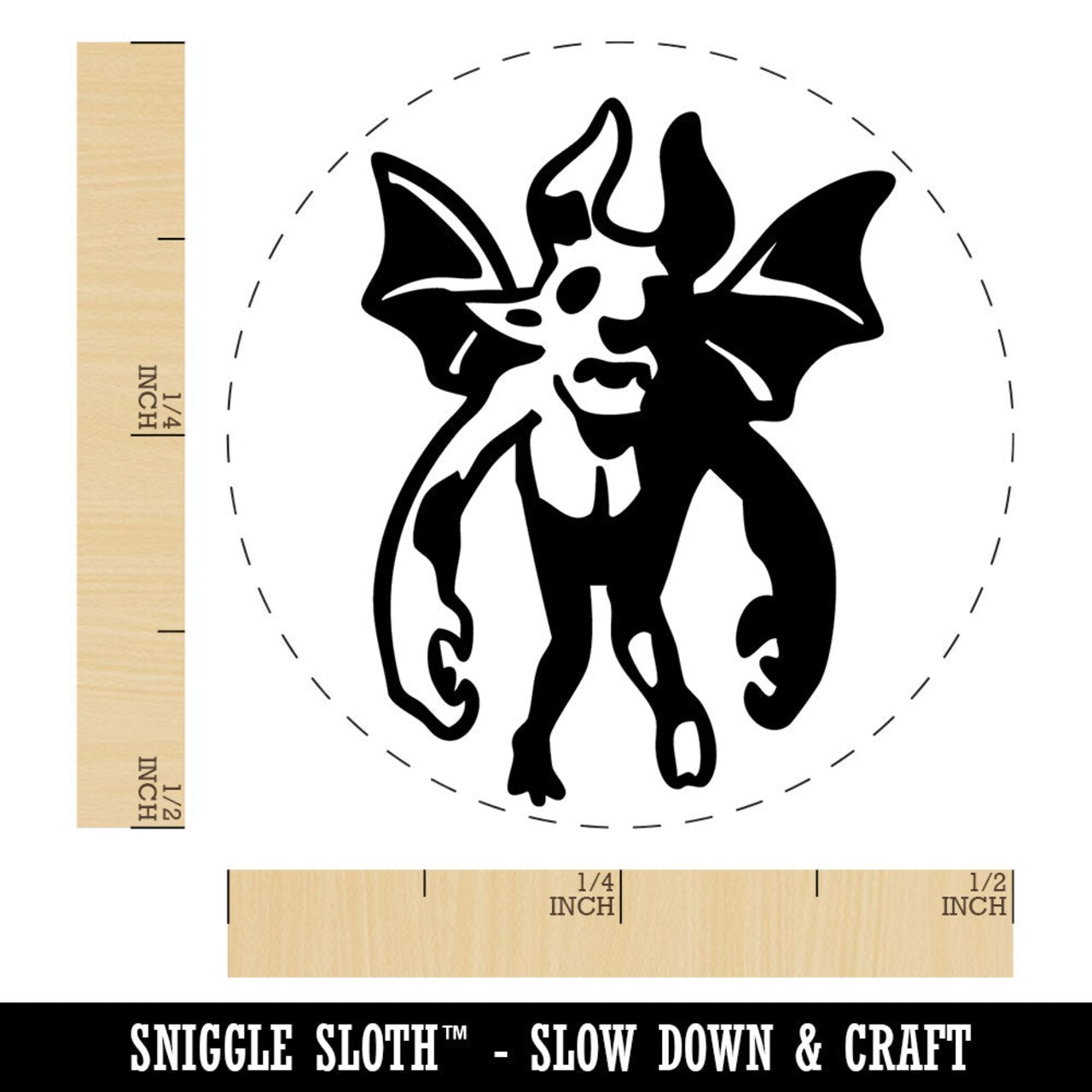 Flying Gargoyle Demon Wing Horn Monster Devil Self-Inking Rubber Stamp Crafting